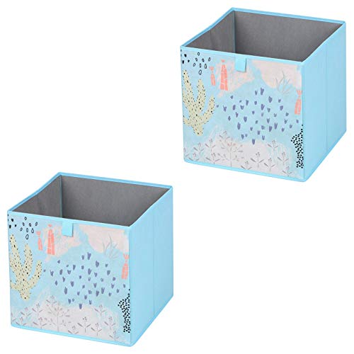 IDIMEX Faltbox Flower Morning-2, Aufbewahrungsbox Ordnungsbox Stoffbox Regalbox, im 2er Pack, mit Blumen Motiv in hellblau von IDIMEX