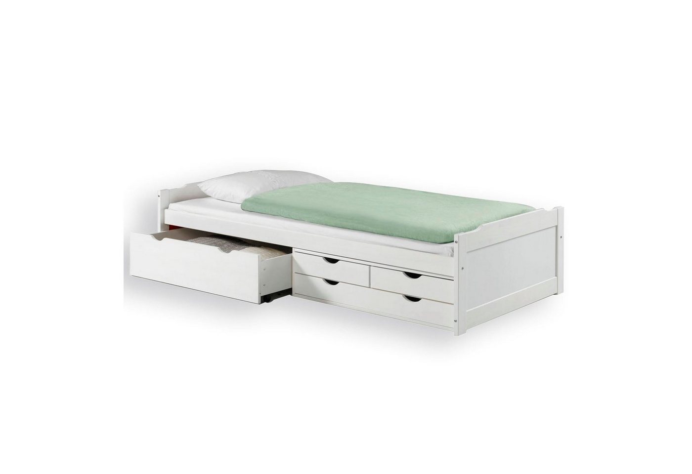 IDIMEX Funktionsbett ANDREA, Bett mit Stauraum Bett in weiss mit 4 Schubladen aus Kiefer massiv Hol von IDIMEX