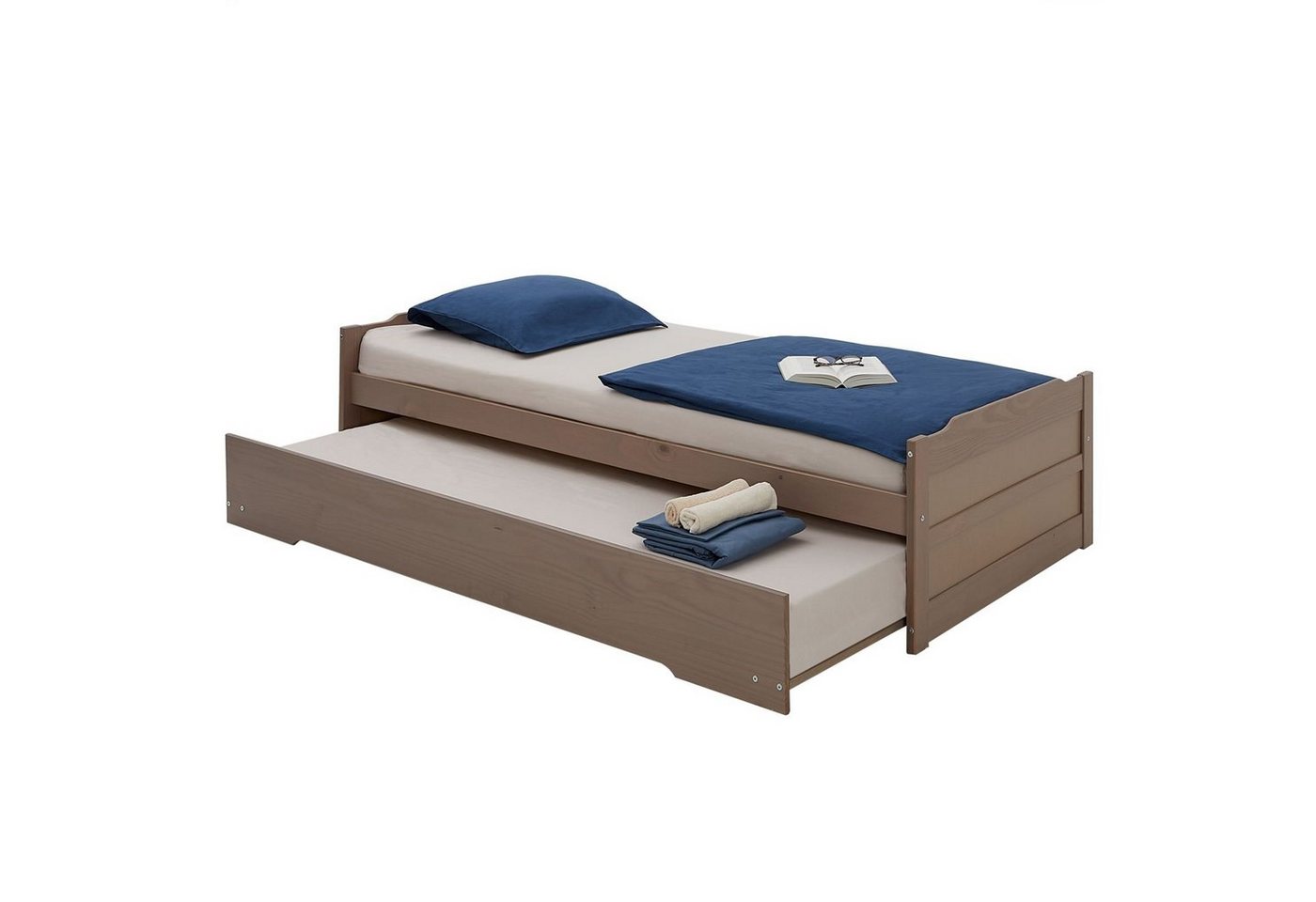 IDIMEX Funktionsbett LORENA, Tandembett Schubladenbett taupe Einzel Bett Jugendbett Auszugsbett 190 von IDIMEX