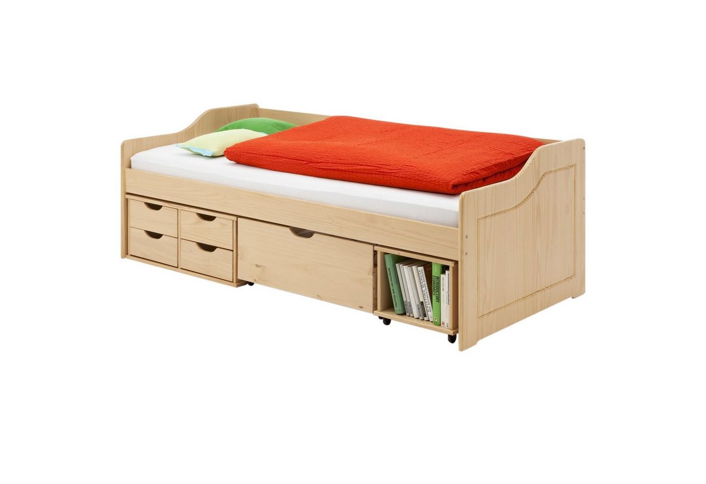 IDIMEX Funktionsbett SENTA, Bett mit Stauraum Kinderbett Sofabett Jugendbett 90x200 Kiefer massiv von IDIMEX