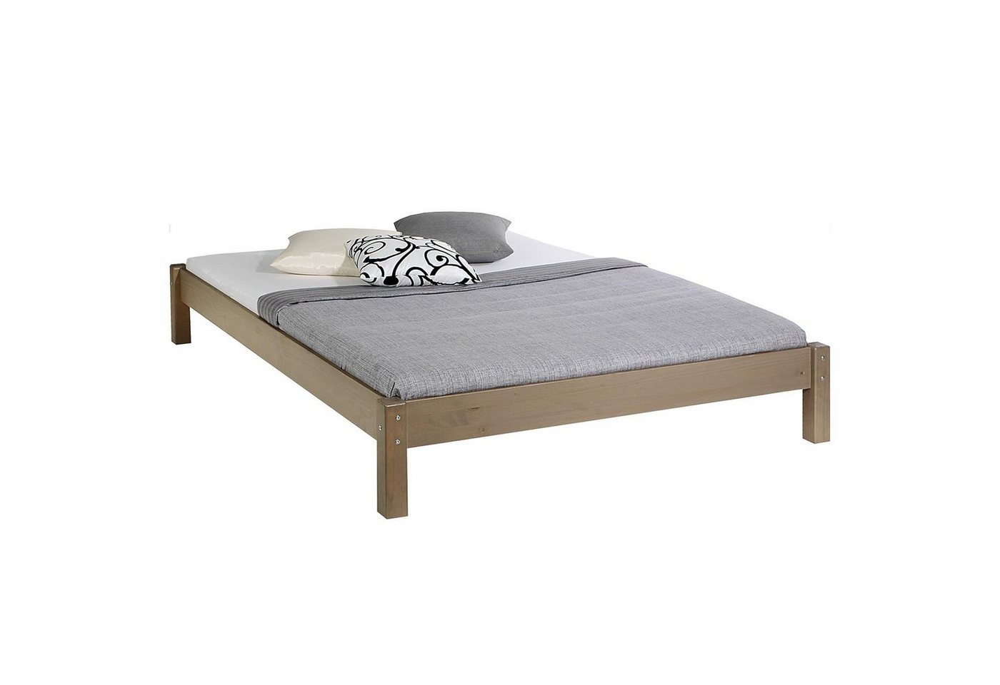 IDIMEX Futonbett TAIFUN, Futonbett Bett Doppelbett Massivholzbett,Kiefer, taupe lackiert, 140 von IDIMEX