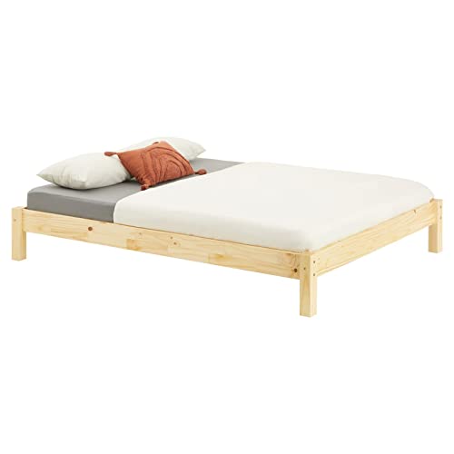 IDIMEX Futonbett Taifun aus massiver Kiefer in Natur, schönes Bett in 140 x 190 cm, praktisches Bettgestell mit Holzfüße von IDIMEX