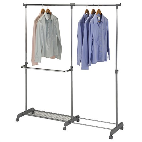 IDIMEX Garderobenwagen Kleiderständer Rollgarderobe Garderobe Meran höhenverstellbar grau/Silber von IDIMEX