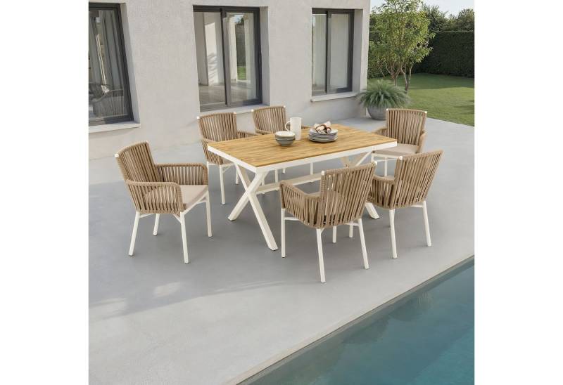 IDIMEX Garten-Essgruppe AFUERA, Gartenmöbel Set, 6 Personen wetterfest aus Alu und Rope weiß/grau IDIMEX Garten-Essgruppe AFUERA, Gartenmöbel Set, 6 Personen wetterfest aus Alu und Rope weiß/grau von IDIMEX