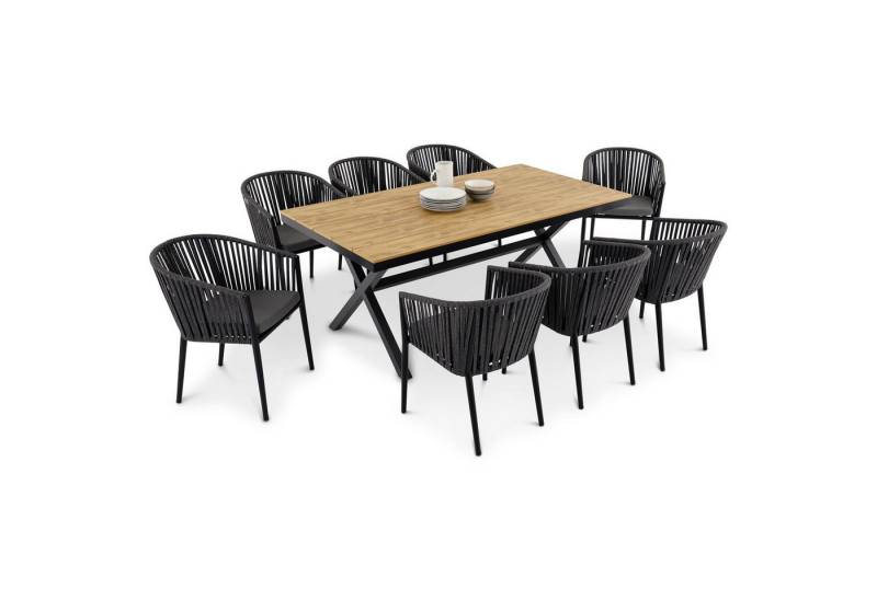 IDIMEX Garten-Essgruppe ISOLA, Gartenmöbelset mit 8 Stühlen und Tisch mit Alu schwarz/natur IDIMEX Garten-Essgruppe ISOLA, Gartenmöbelset mit 8 Stühlen und Tisch mit Alu schwarz/natur von IDIMEX