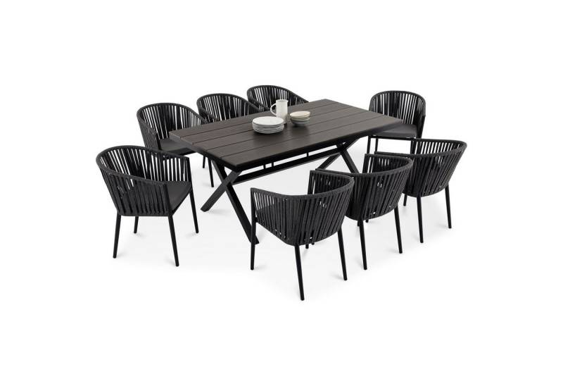 IDIMEX Garten-Essgruppe ISOLA, Gartenmöbelset mit 8 Stühlen und Tisch mit Alu & Holzoptik schwarz IDIMEX Garten-Essgruppe ISOLA, Gartenmöbelset mit 8 Stühlen und Tisch mit Alu & Holzoptik schwarz von IDIMEX