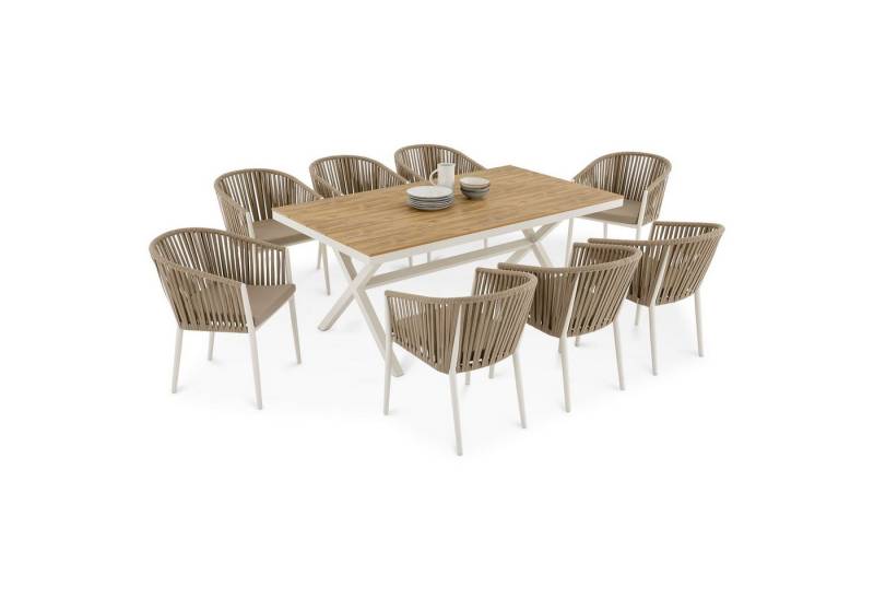 IDIMEX Garten-Essgruppe ISOLA, Gartenmöbelset mit 8 Stühlen und Tisch mit Alu & Holzoptik weiß IDIMEX Garten-Essgruppe ISOLA, Gartenmöbelset mit 8 Stühlen und Tisch mit Alu & Holzoptik weiß von IDIMEX