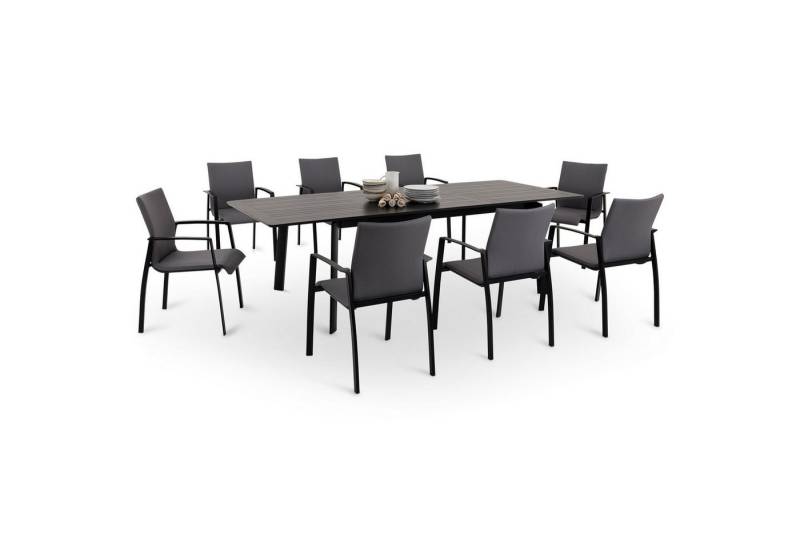 IDIMEX Garten-Essgruppe VERANO, Gartenmöbel Set mit ausziehbarem Tisch & 8 Stühlen schwarz/anthrazit von IDIMEX