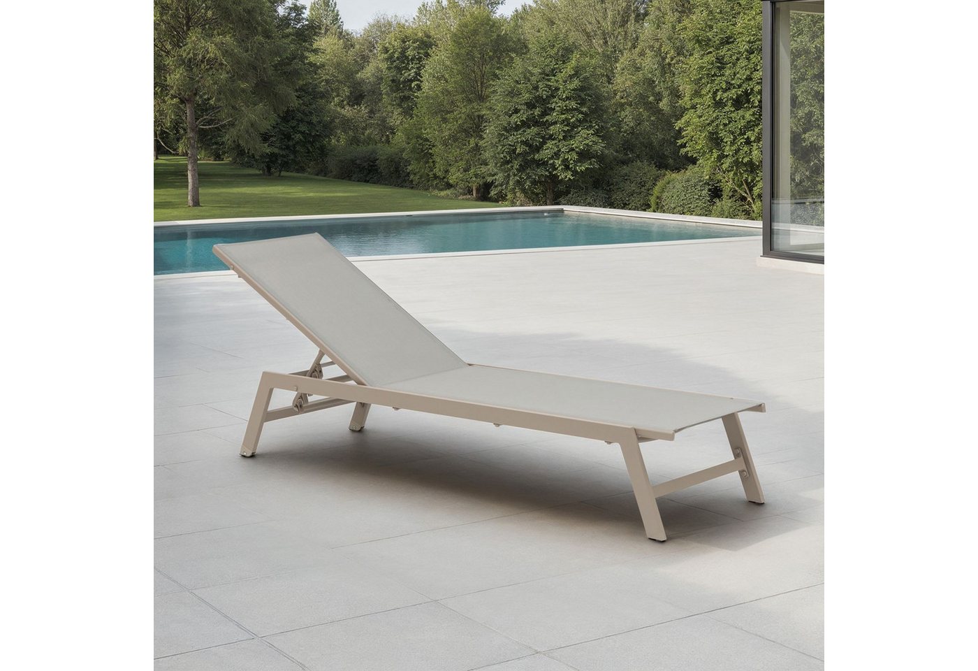 IDIMEX Gartenliege ESPIRITU, Sonnenliege mit verstellbarer Rückenlehne Aluminiumgestell champagne IDIMEX Gartenliege ESPIRITU, Sonnenliege mit verstellbarer Rückenlehne Aluminiumgestell champagne von IDIMEX