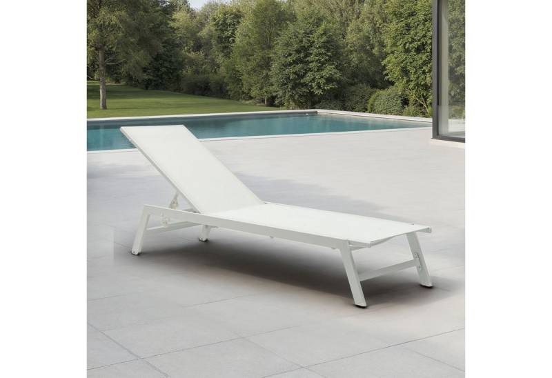 IDIMEX Gartenliege ESPIRITU, Sonnenliege mit verstellbarer Rückenlehne Aluminiumgestell- cremeweiß von IDIMEX