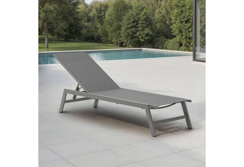 IDIMEX Gartenliege ESPIRITU, Sonnenliege mit verstellbarer Rückenlehne Aluminiumgestell- grau von IDIMEX
