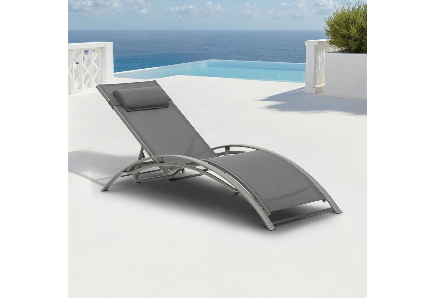 IDIMEX Gartenliege RELAX, Relaxliege mit Kissen Aluminiumgestell Textillehne & Kissen Grau IDIMEX Gartenliege RELAX, Relaxliege mit Kissen Aluminiumgestell Textillehne & Kissen Grau von IDIMEX