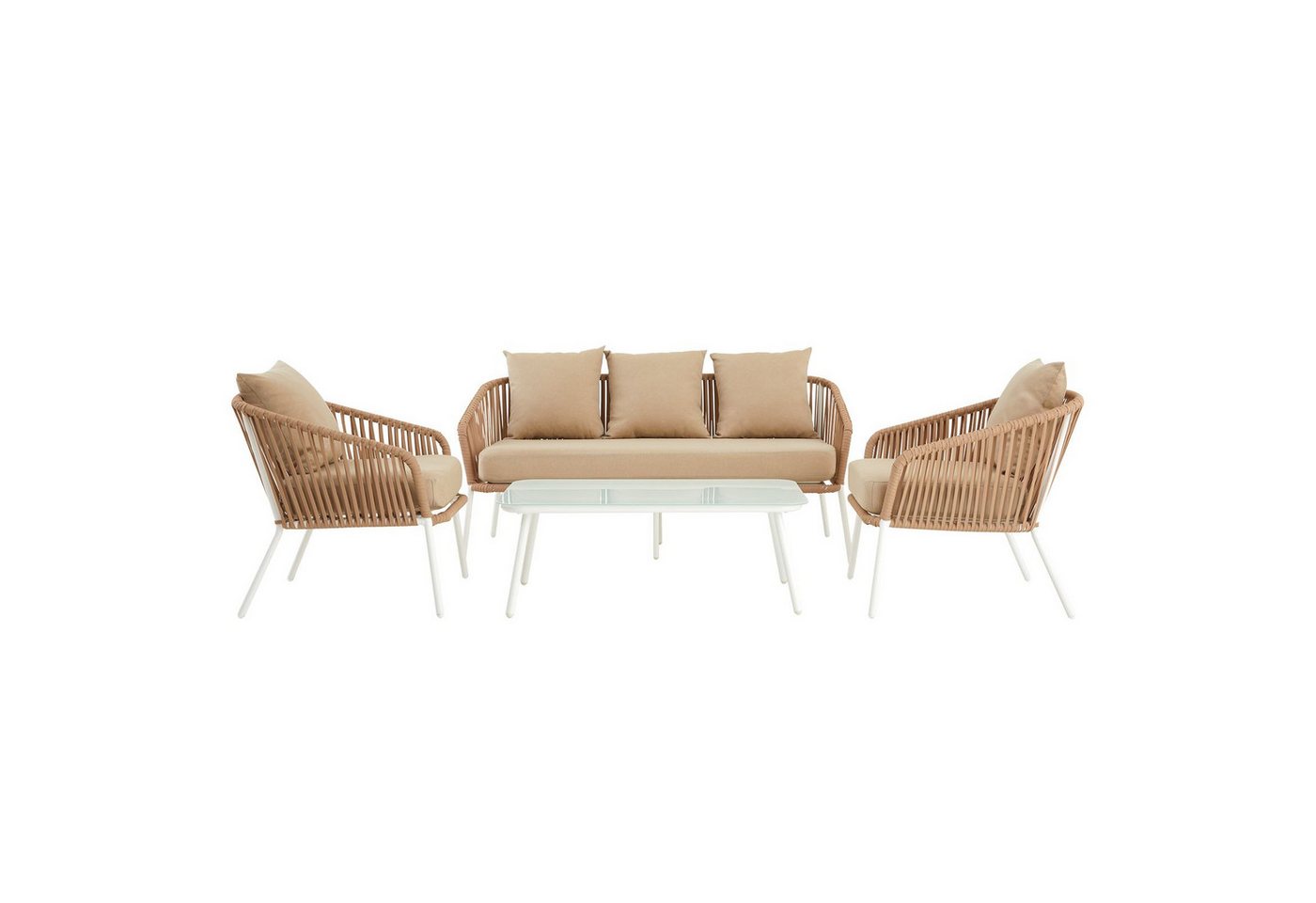 IDIMEX Gartenlounge-Set BENGAL, Gartenmöbel BENGAL Loungemöbel Terrassenmöbel weiß/beige von IDIMEX