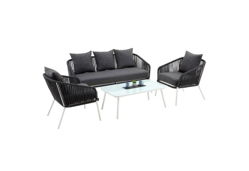 IDIMEX Gartenlounge-Set BENGAL, Outdoor Loungemöbel wasserabweisend, Balkonmöbel Set weiß/grau von IDIMEX
