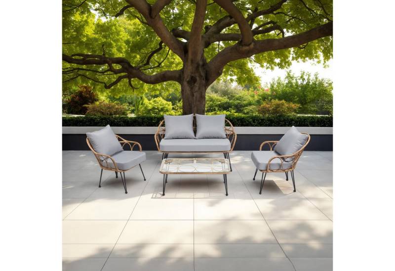 IDIMEX Gartenlounge-Set CAIRO, Gartenmöbel Lounge-Set Balkonmöbel Rattan braun grau von IDIMEX