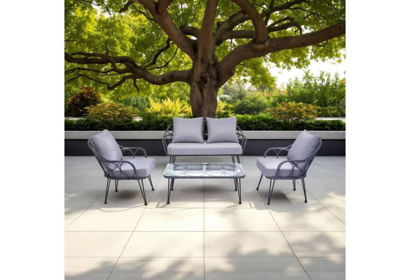 IDIMEX Gartenlounge-Set CAIRO, Gartenmöbel Lounge-Set Balkonmöbel Rattan schwarz grau von IDIMEX