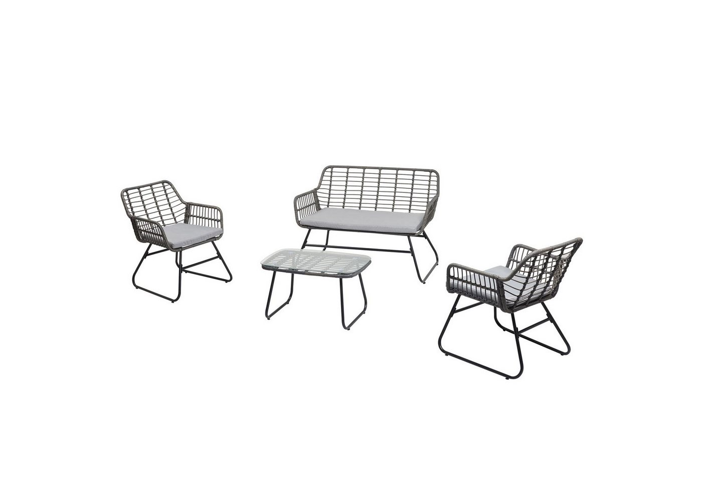 IDIMEX Gartenlounge-Set, Gartenmöbel Loungeset Beistelltisch Polyrattan Schwarz Grau von IDIMEX