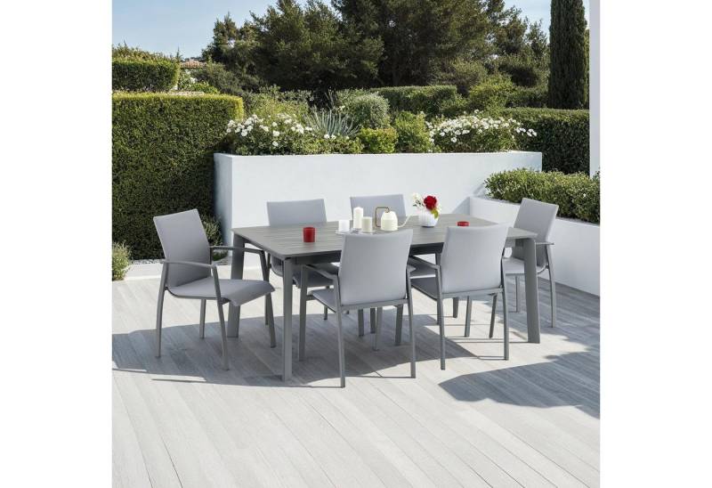 IDIMEX Garten-Essgruppe VERANO, Gartenmöbel Set mit ausziehbarem Tisch und 6 Stühlen anthrazit von IDIMEX