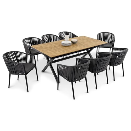 IDIMEX Gartenmöbelset ISOLA mit 8 Stühlen, Schwarz/Narur – wetterfeste Essgruppe, Gartentisch 180 x 100 cm mit WPC Tischplatte und stapelbare Gartenstühle inkl. Kissen für Terrasse & Balkon IDIMEX Gartenmöbelset ISOLA mit 8 Stühlen, Schwarz/Narur – wetterfeste Essgruppe, Gartentisch 180 x 100 cm mit WPC Tischplatte und stapelbare Gartenstühle inkl. Kissen für Terrasse & Balkon von IDIMEX