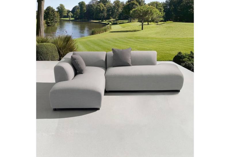 IDIMEX Gartensofa CALABRIA, Gartenlounge gepolstert mit Kissen und Abdeckhaube wetterfest grau von IDIMEX