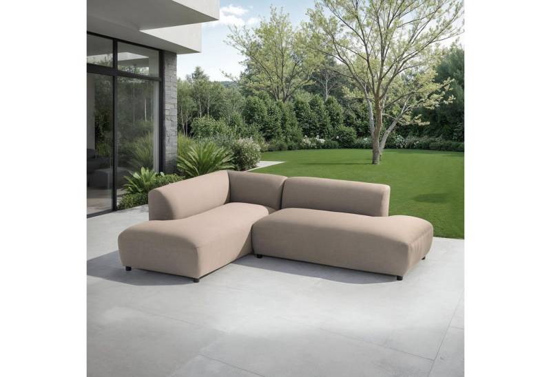 IDIMEX Gartensofa CALABRIA, Modernes Outdoor Sofa gepolstert mit Rückenlehne wasserabweisend beige von IDIMEX