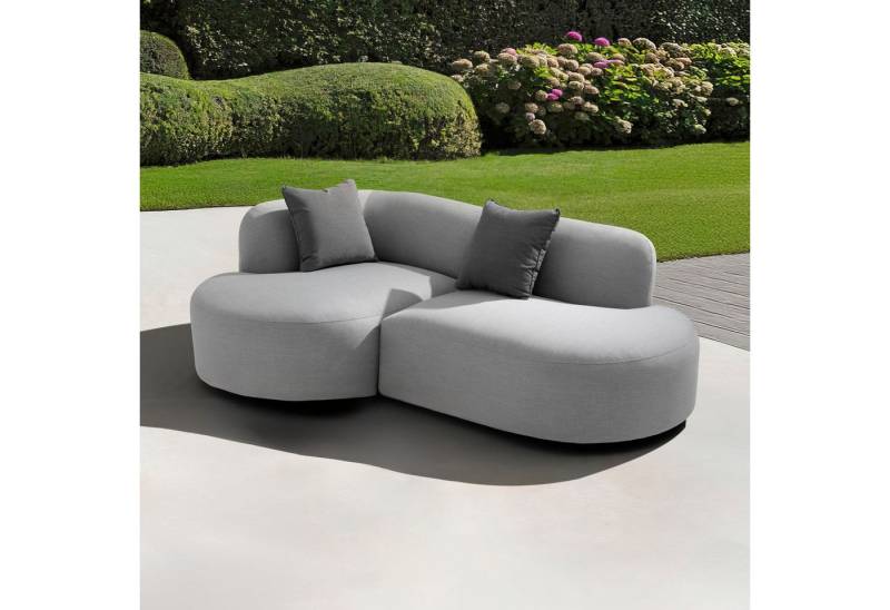 IDIMEX Gartensofa SORRENTO, Loungesofa Outdoor gepolstert mit 2 Kissen inkl. Abdeckhaube hellgrau von IDIMEX