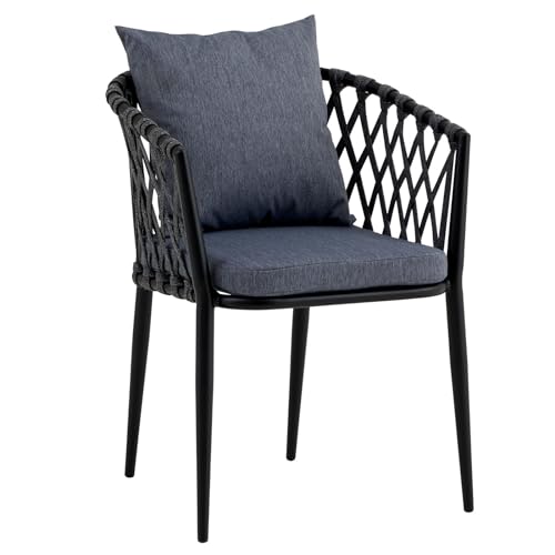 IDIMEX Gartenstühle Sunny 6er Set, schwarz/grau, robuste Outdoor-Stühle mit Rope Bespannung. Wasserabweisende Sitz- und Rückenpolster, Gestell aus pulverbeschichtetem Aluminium. von IDIMEX
