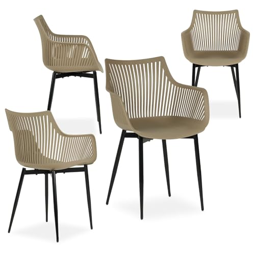 IDIMEX Gartenstühle Violetta im 4er Set, Champagner - Outdoor Stuhl aus hochwertigem Kunststoff & Alu, wetterfest & UV beständig, Moderne Stühle für Garten, Balkon & Terrasse von IDIMEX