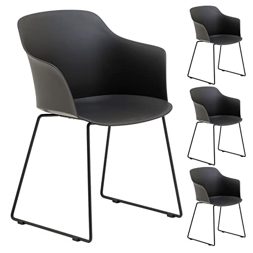 IDIMEX Gartenstuhl FORO in schwarz aus Alu und Kunststoff, schlanker Terrassenstuhl aus Polypropylen und Metall, Sitzschale UV-beständig von IDIMEX
