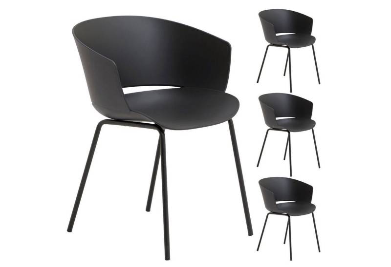 IDIMEX Gartenstuhl NIVEL (4 St), In & Outdoor Schalenstuhl modern im 4er Set, UV-beständig schwarz von IDIMEX