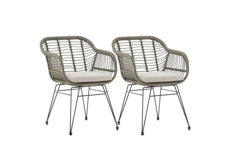 IDIMEX Gartenstuhl PARAMO (2 St), Gartenstuhl 2er Set Metallgestell und Polyrattan Geflecht grau mit Kis von IDIMEX
