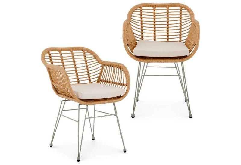 IDIMEX Gartenstuhl PARAMO (2 St), In & Outdoor Esszimmerstuhl 2er Set mit Metallgestell in Rattan Optik von IDIMEX