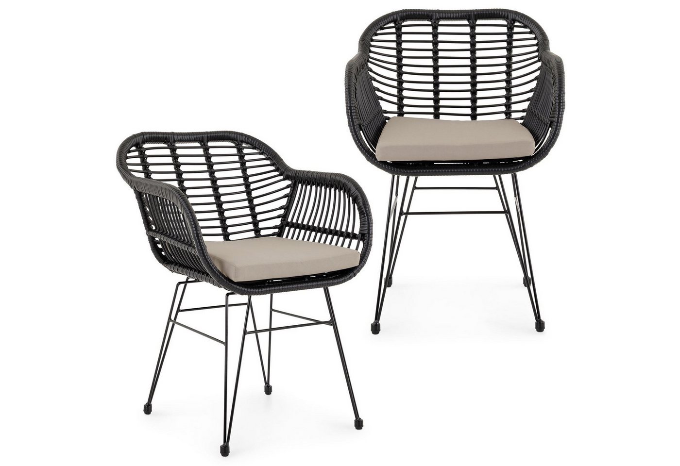 IDIMEX Gartenstuhl PARAMO (2 St), In & Outdoor Esszimmerstuhl 2er Set mit Metallgestell in Rattan Optik von IDIMEX