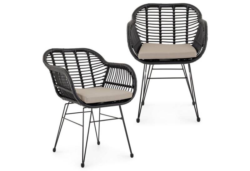 IDIMEX Gartenstuhl PARAMO (2 St), In & Outdoor Esszimmerstuhl 2er Set mit Metallgestell in Rattan Optik von IDIMEX