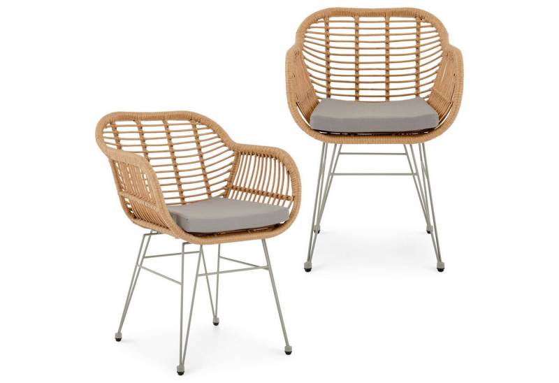 IDIMEX Gartenstuhl PARAMO (2 St), In & Outdoor Esszimmerstuhl 2er Set mit Metallgestell in Rattan Optik von IDIMEX