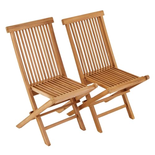 IDIMEX Gartenstuhl PALMAS 2er Set, Faltbar, für 2 Personen, Robustes Teak Holz, Terrassenstühle, Balkonstühle 2er Set, wetterfest, Terrassenstuhl Holz, Balkon Set für zwei von IDIMEX