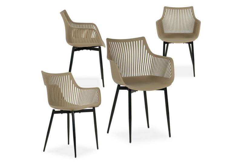 IDIMEX Gartenstuhl VIOLETTA (4 St), Moderne Outdoor Schalenstühle 4er Set aus Alu & Kunststoff champagner von IDIMEX