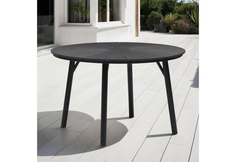 IDIMEX Gartentisch AGAPE, Balkontisch rund 120cm mit WPC-Platte & Alugestell wetterfest schwarz von IDIMEX