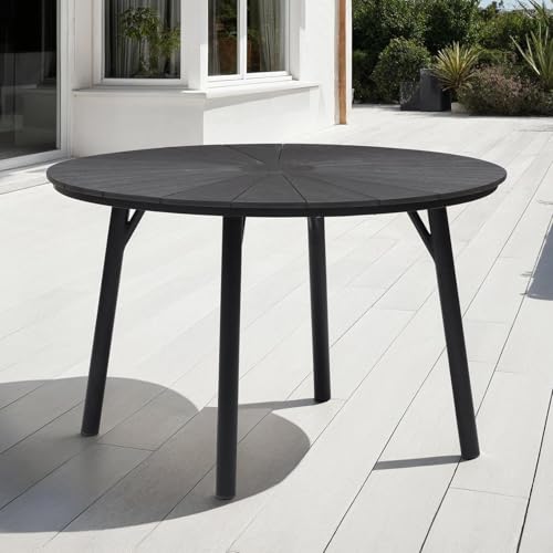 IDIMEX Gartentisch Agape rund 120x75cm, Schwarz – wetterfester Outdoor Tisch mit Aluminiumgestell und pflegeleichter WPC-Tischplatte in Holzoptik für Garten Terrasse oder Balkon IDIMEX Gartentisch Agape rund 120x75cm, Schwarz – wetterfester Outdoor Tisch mit Aluminiumgestell und pflegeleichter WPC-Tischplatte in Holzoptik für Garten Terrasse oder Balkon von IDIMEX