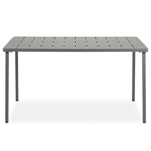 IDIMEX Gartentisch Azalea 140x80cm, grau - Outdoor Tisch wetterfest für Garten Balkon & Terrasse, Terrassentisch für 6 Personen, Stabil & pflegeleicht Tisch für draußen von IDIMEX