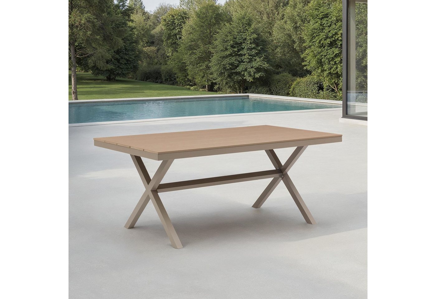 IDIMEX Gartentisch ISOLA, 180 x 100 cm mit Alu Gestell & Tischplatte in Holzoptik champagne IDIMEX Gartentisch ISOLA, 180 x 100 cm mit Alu Gestell & Tischplatte in Holzoptik champagne von IDIMEX