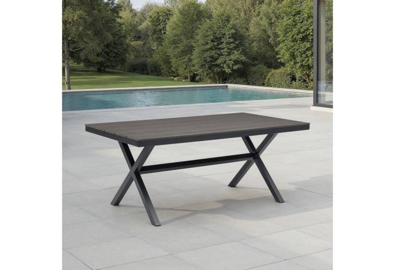 IDIMEX Gartentisch ISOLA, Terrassentisch 180 x 100 cm mit Tischplatte in Holzoptik schwarz von IDIMEX
