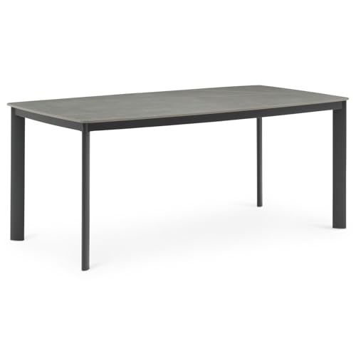 IDIMEX Gartentisch TAVOLO mit Steinplatte 180x90 cm, anthrazit - wetterfester Outdoor mit Tischplatte aus Sinterstein, Garten Esstisch für 6-8 Personen, Terrassentisch von IDIMEX