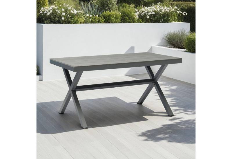 IDIMEX Gartentisch WINDY, Outdoor Tisch 150x90cm wetterfest aus Alu & WPC Holzoptik grau von IDIMEX