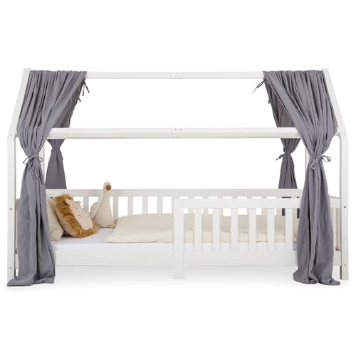 Hausbett Himmel NENA im 2er Set in grau - Betthimmel aus 100% Baumwolle, Baldachin Musselin zweilagig, Bettvorhang für Hausbetten, Hausbett Deko von IDIMEX