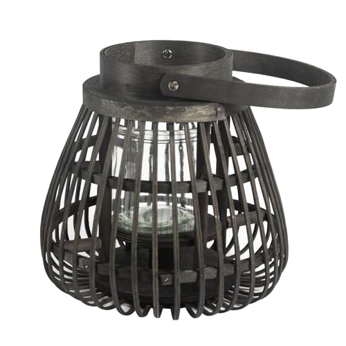 IDIMEX Holzlaterne Palau 2er Set – schwarz. Naturmaterialien, praktisch für Innen und Außen, inkl. Glaswindlicht, variabel einsetzbar, Robustes Design, stilvoll und funktionell von IDIMEX