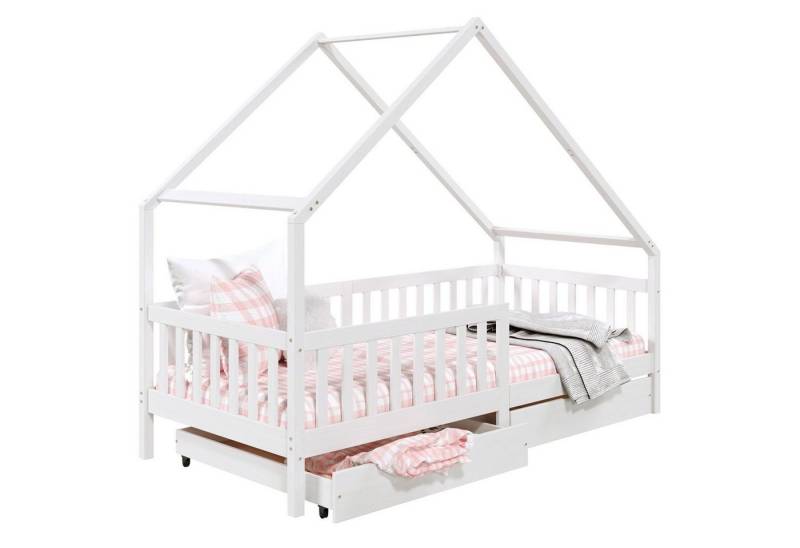 IDIMEX Kinderbett ALVA, Hausbett Montessori Kinderbett 90 x 200 Kiefer 2 Schubladen von IDIMEX