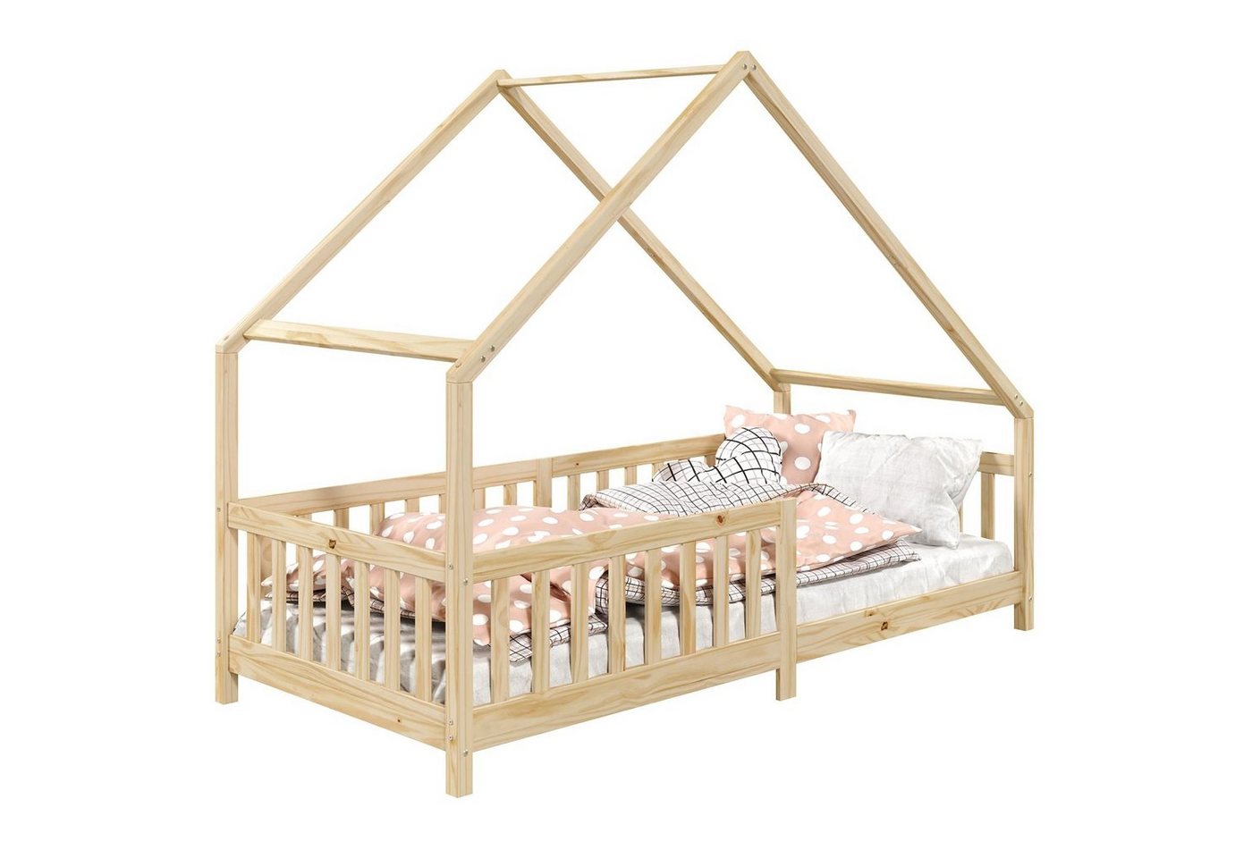 IDIMEX Kinderbett CORA, Hausbett Tipibett Kinderbett Montessori Bett Kiefer 90 x 200 mit Rausf von IDIMEX