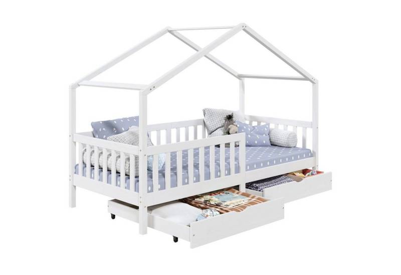 IDIMEX Kinderbett ELEA, Hausbett Montessori Bett Kinderbett Tipibett 90 x 200 Kiefer Schublad von IDIMEX