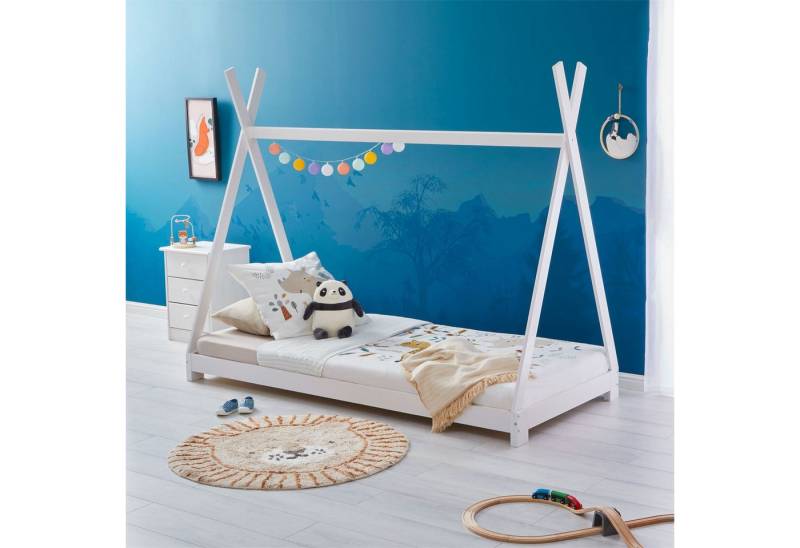 IDIMEX Kinderbett ELIN, Tipibett Hausbett ELIN 90X190cm, kiefer massiv- weiß von IDIMEX
